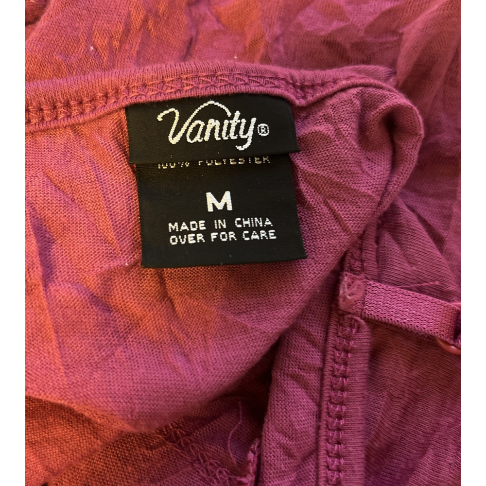 Vtg Vanity Camisole Top Womens M Pink Lace Trim Crinkle Cami Y2K 90s Fairy EUC - Picture 6 of 6